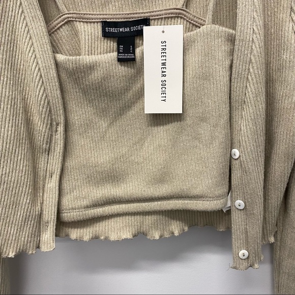 ✨NEW✨ 3-PIECE MATCHING SET, BEIGE, COZY, WIDE LEG PANT - Picture 3 of 14